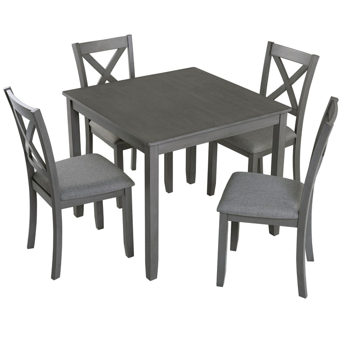 5 Piece Dining Table Set With 4 Chairs For Kitchen - Gray