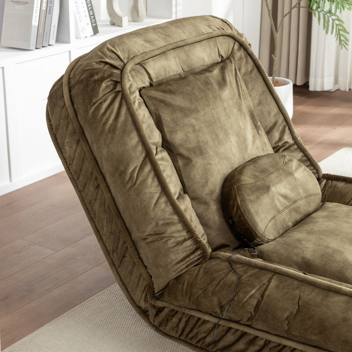 Upholstered Human Dog Bed And Pets, Bean Bag Floor Sofa With Massage Pillow, 5 Adjustable Positions & 2 Soft Pillows