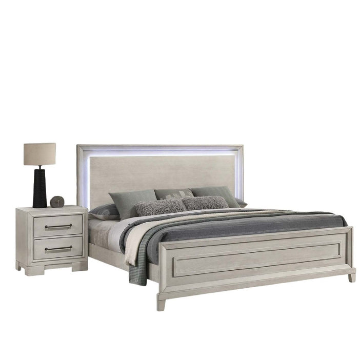 Elegant Style Bed With LED Lights On Headboard
