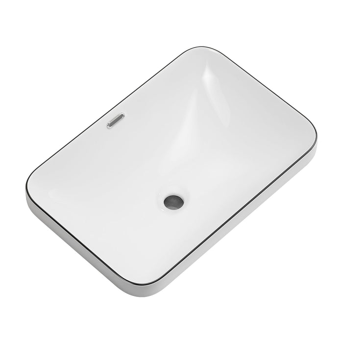 Undermount Bathroom Sink, Vessel Basin For Vanity Countertop - Milk White / Black