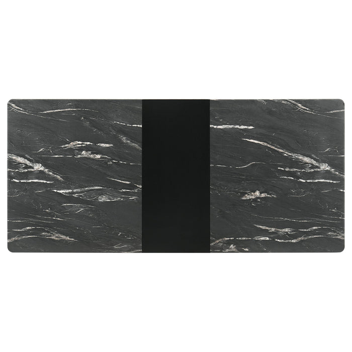 Bellingham - Dining Table With Self Storing Extension Leaf - Black Marble-Look Sintered Stone