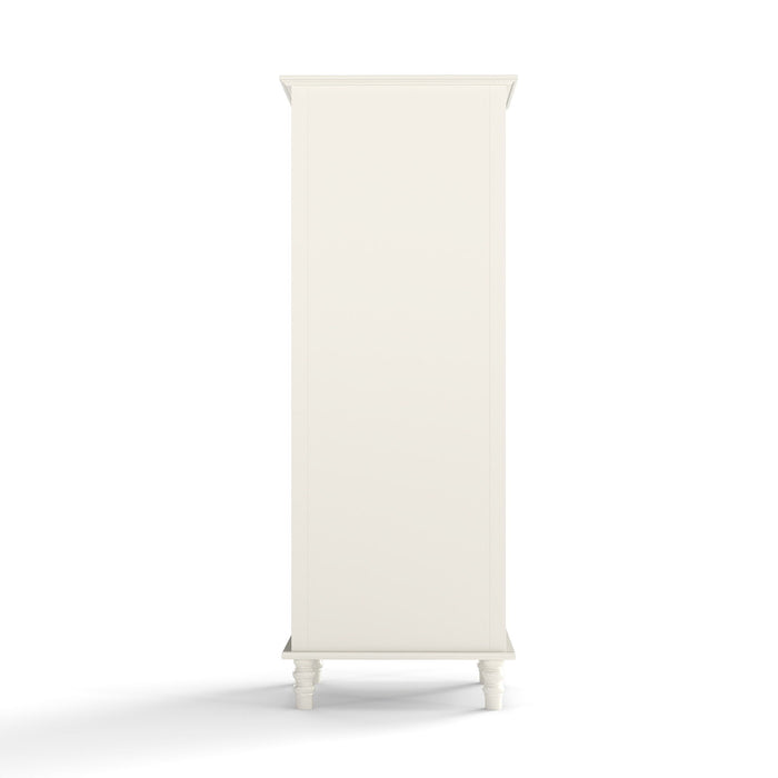 Minimalism Buffet Cabinet With Glass Doors And Double Drawer