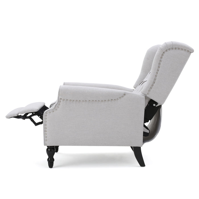 Armchair Recliner With Pushback Mechanism And Wingback Design