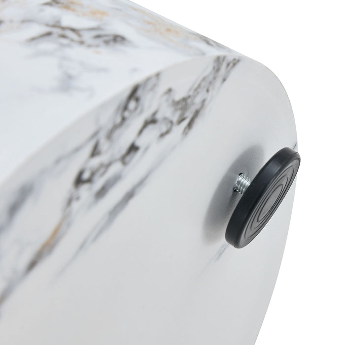 Elegant Cylindrical Table With Patterned Design For Versatile Use - White