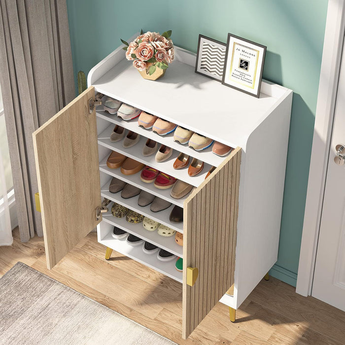 Shoe Cabinet With Doors, 7 Tier Storage Organizer