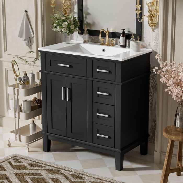 Modern Bathroom Vanity With Sink, Storage Cabinet, Soft Close Doors, Deep & Standard Drawers