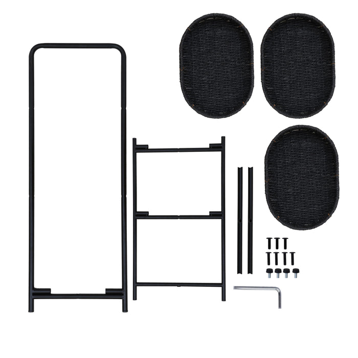 Modern 3 Tier Handwoven Side Table With Oval Organizer