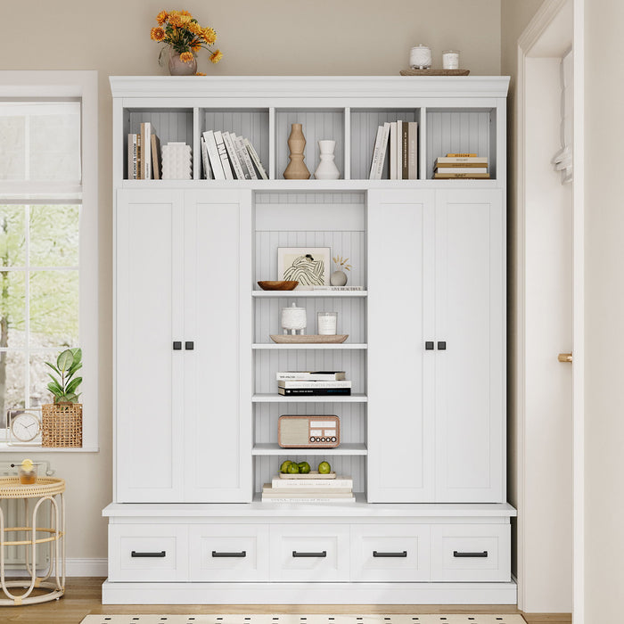 Hall Tree & Bench And 5 Storage Cubbies