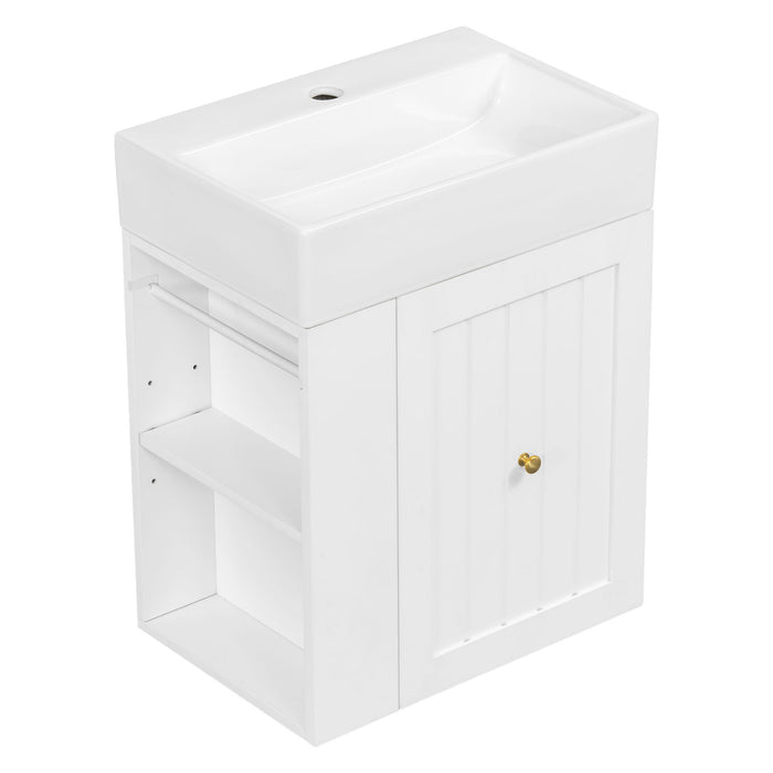 Modern Bathroom Vanity With Sink, Storage Cabinet, Drawer & Side Shelf