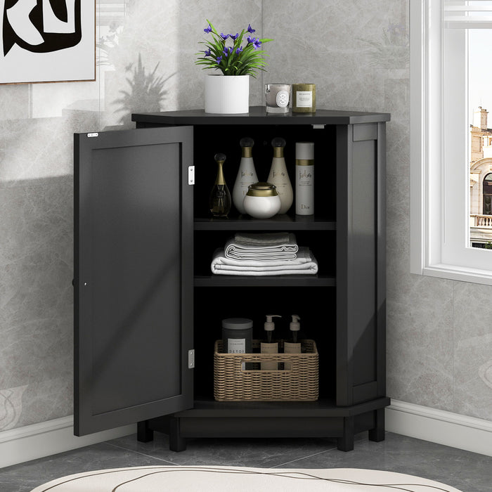 Bathroom Cabinet Triangle Corner Storage Cabinet With Adjustable Shelf Modern Style