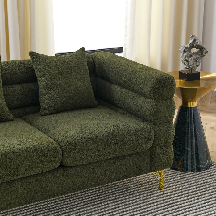 Oversized 2 Seater Sectional Sofa With Deep Seating And 2 Pillows