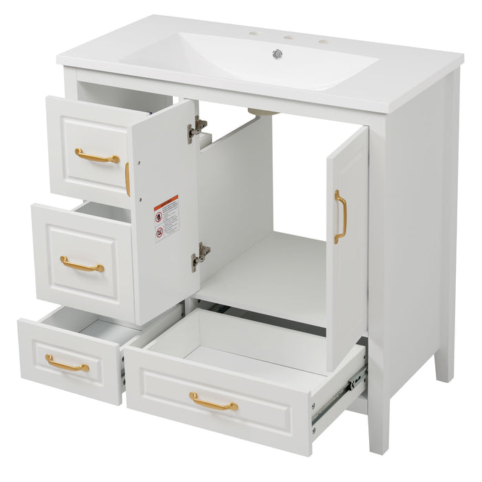 Bathroom Vanity With Sink, Soft Closing Doors & Drawers, Metal Handles