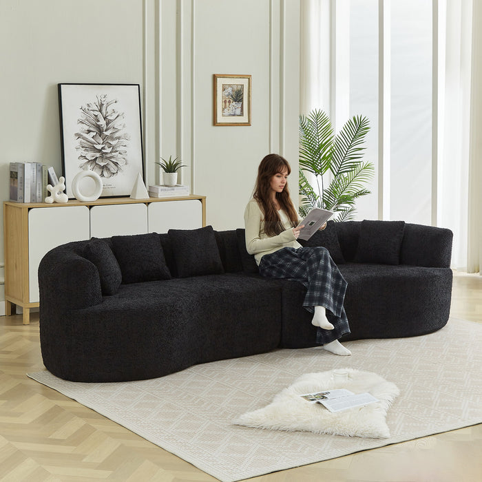Curved Sectional Sofa With 6 Pillows