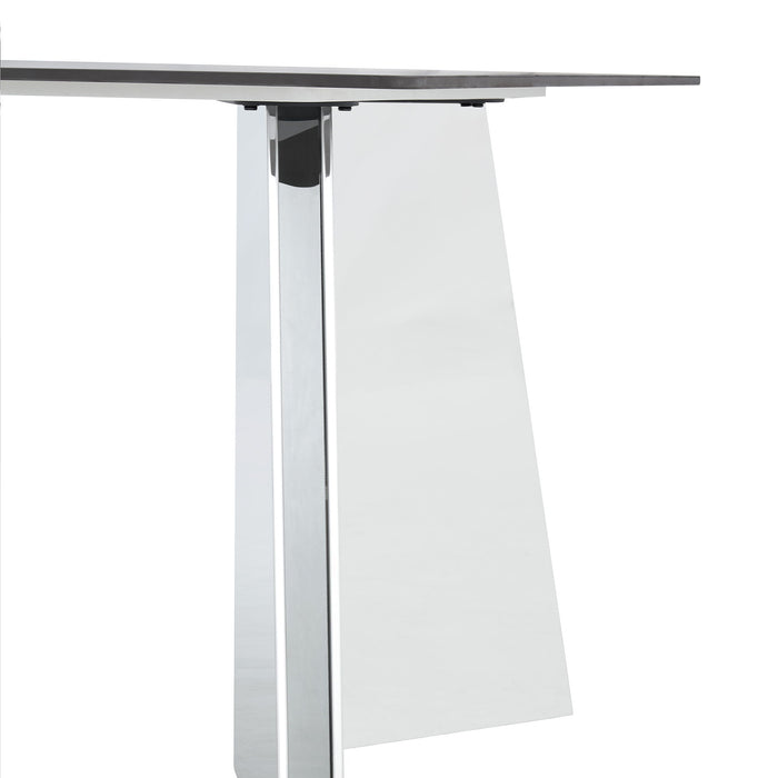 Modern Marble Patterned Dining Table With Stainless Steel Butterfly Legs, Scratch And Heat Resistant - Black / Silver