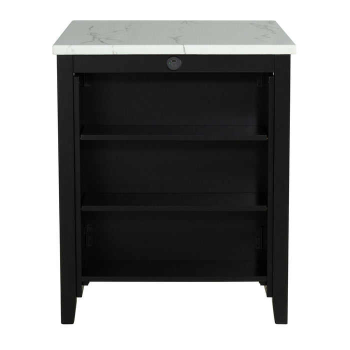 Dining Table Set With Storage Shelves, 3 Piece With 2 Stools - Black / Ivory / White