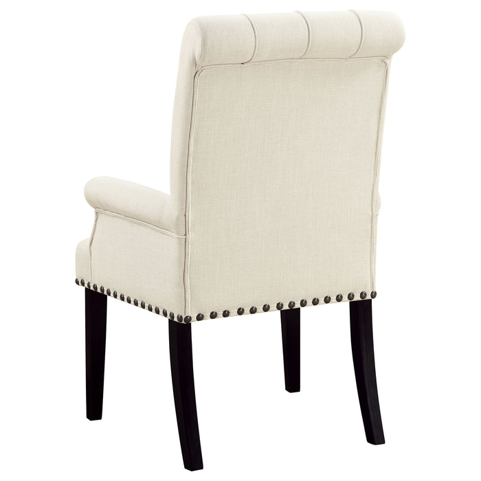 Vaughn - Upholstered Dining Chair With Tapered Legs And Nailhead Trim - Beige