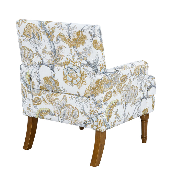 Floral Accent Armchair With Nailhead Trim