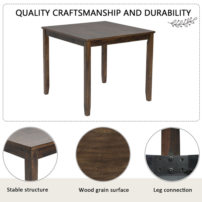 5 Piece Dining Table Set With Chairs - Dark Walnut