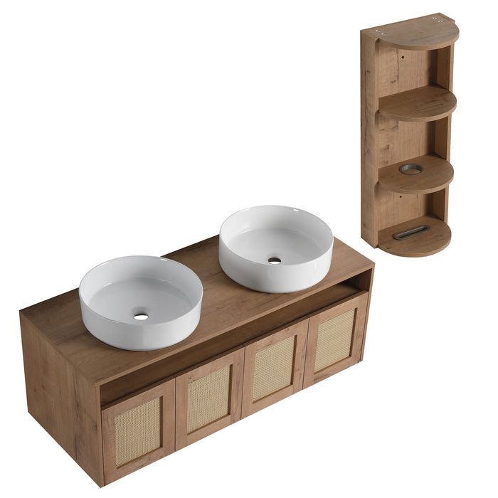 Bathroom Vanity With Art Sink And Storage Rack, Float Mounting Design