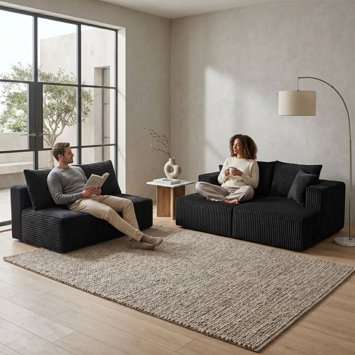 U-Shaped Modular Sectional Sofa With Double Chaise, Oversized Deep Seat For Living Room