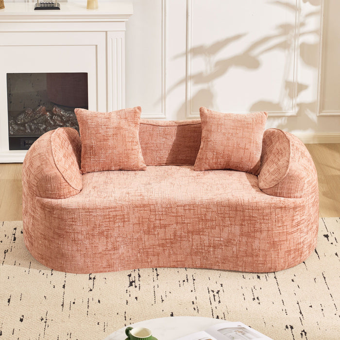 Curved 2 Person Compress Sofa With Armrests, Includes Pillows