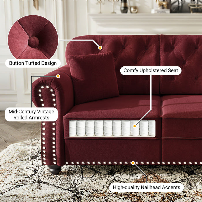 Upholstered 3 Seater Sofa Set With Ottoman