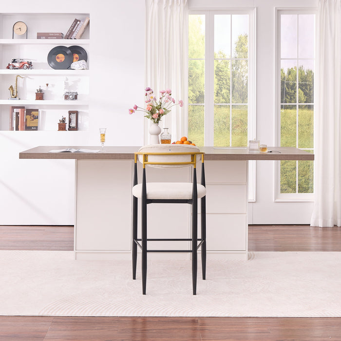 Upholstered Bar Stool With Ergonomic Design (Set of 2)