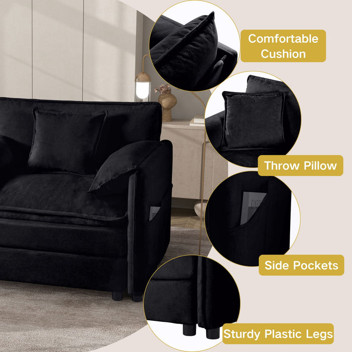 Modern Oversized Deep Seat Luxury 2 Piece Sofa Set With 4 Pillows