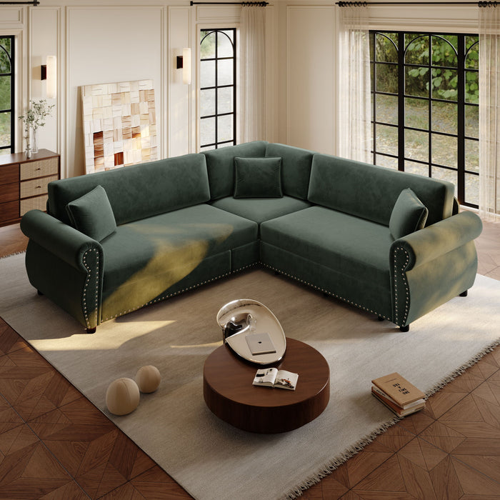L-Shaped Sofa Couch With Pull-Out Bed