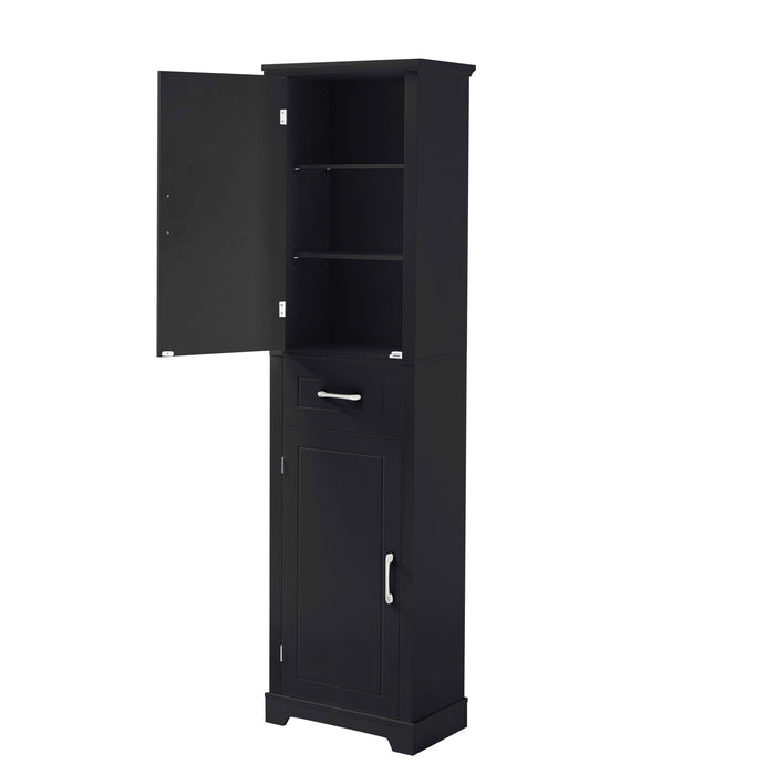 Tall Freestanding Bathroom Storage Cabinet With 2 Doors And Adjustable Shelves