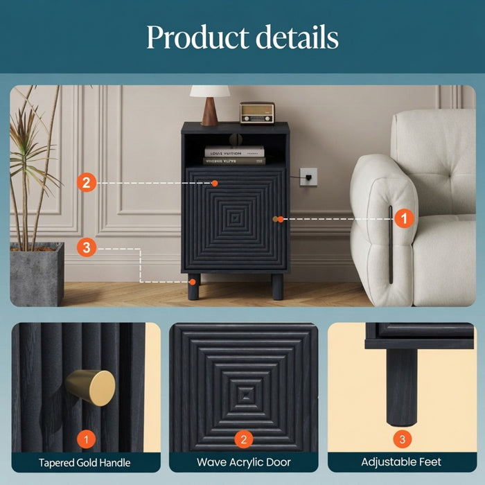 Nightstand With Charging Station & Storage