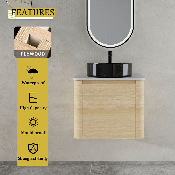 Mounted Bathroom Vanity & Art Sink & 2 Soft Close Doors