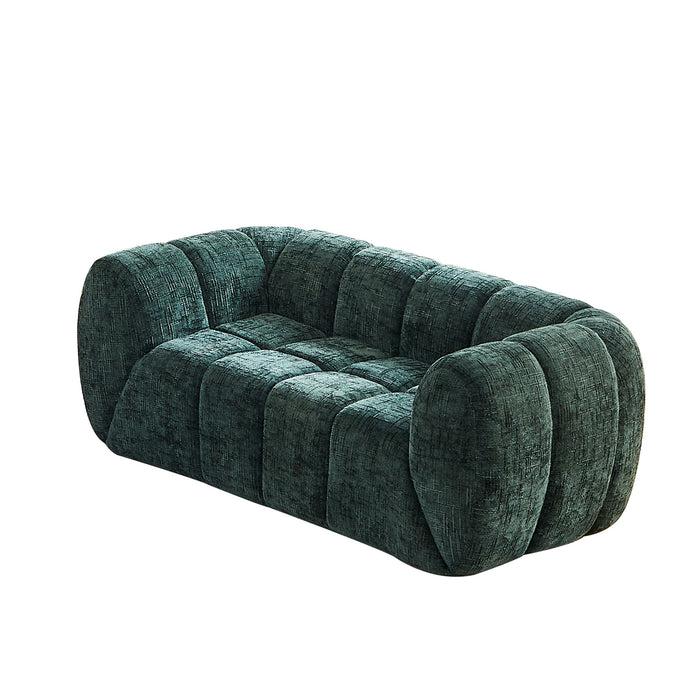 Quilted Cloud Sofa With Rounded Armrests And Piano Key Backrest Design