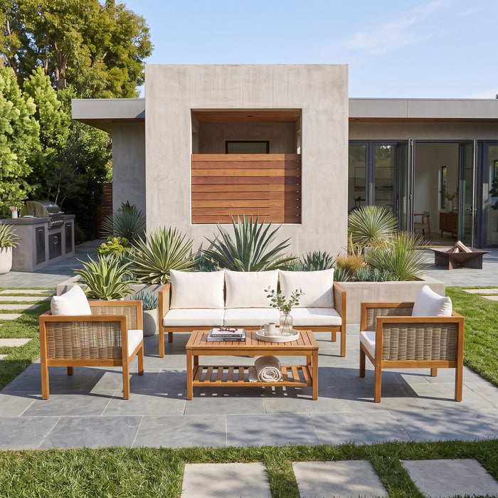 Patio Set Outdoor With Coffee Table And Cushions