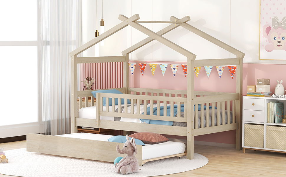 Creativity House Bed With Twin Size Trundle