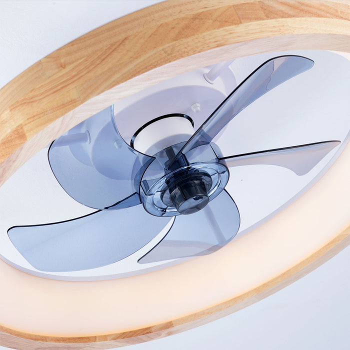Ceiling Fans With Lights And Remote, 3000 - 6500K Dimmable Flush Mount LED Fan Light, 6 Speeds, Quiet DC Motor For Living Room - Matte White / Natural Wood