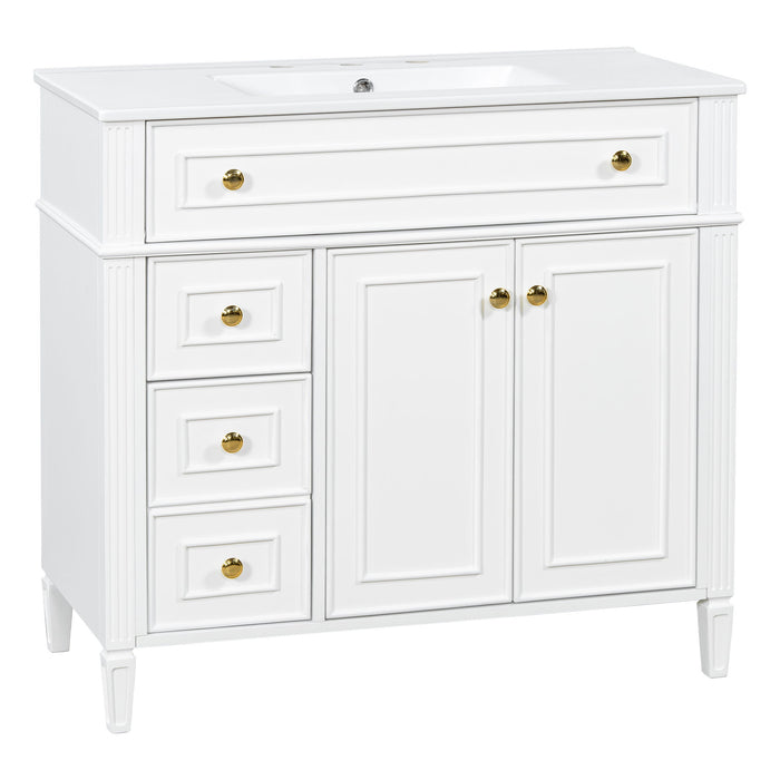Bathroom Vanity With Sink, 3 Drawers & 2 Soft-Close Doors