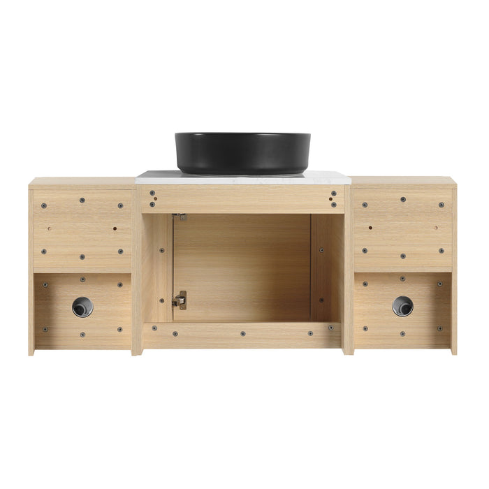 Mounted Bathroom Vanity With Art Sink, 2 Storage Shelves, Soft Close Door