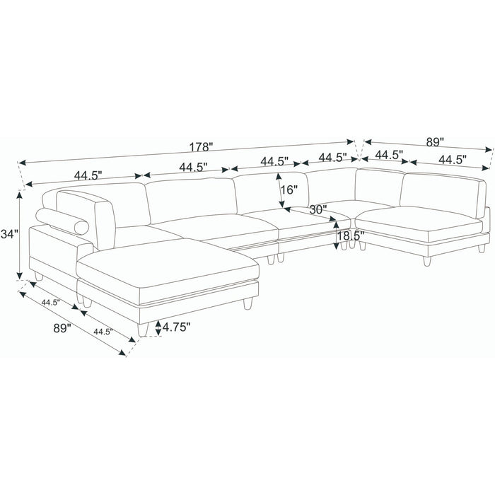 Modern Modular Sectional With Adjustable Back Support