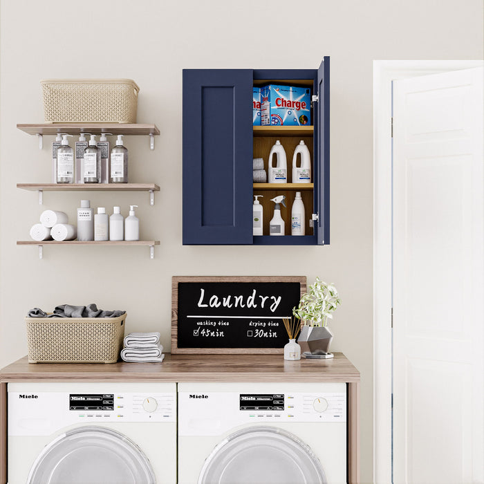 Shaker Wall Cabinet With Soft Close Hinges, Adjustable Shelves, Double Door