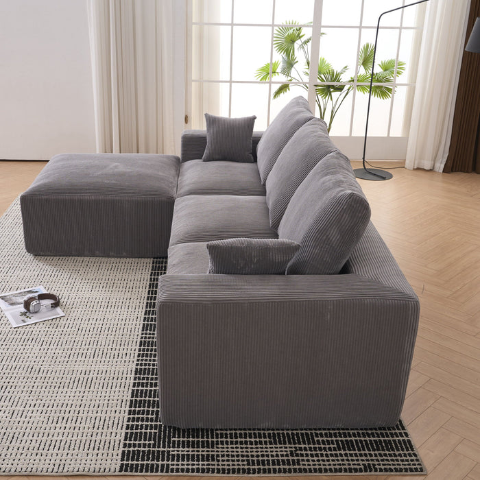 Modular Sectional Sofa With Ottoman, USB And Type C Charger, Petal Armrest Design