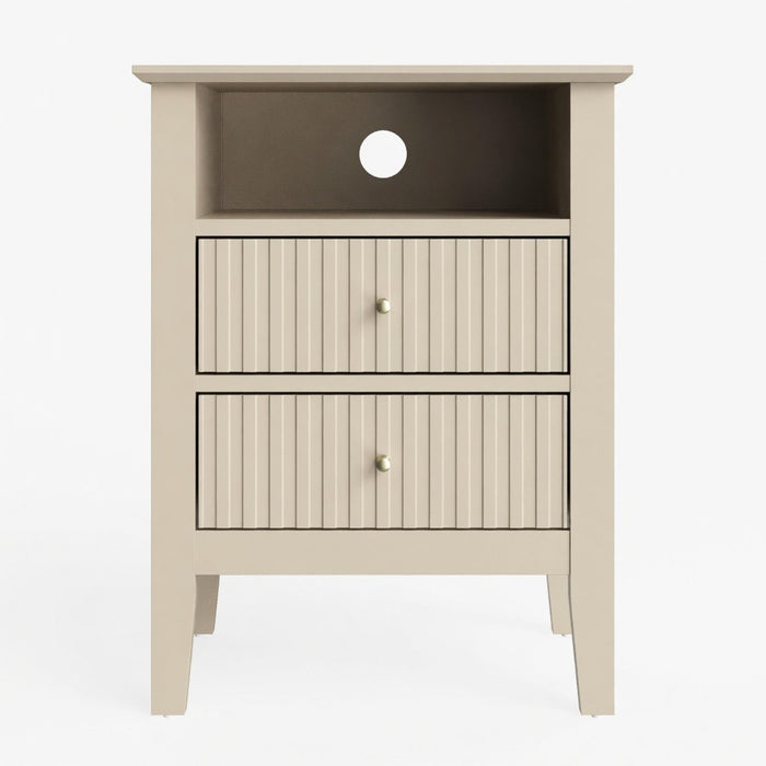 Fluted Nightstand With 2 Drawers