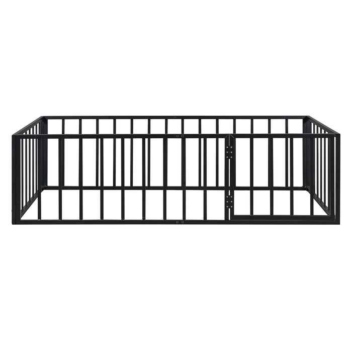 Metal Floor Bed Frame With Fence And Door