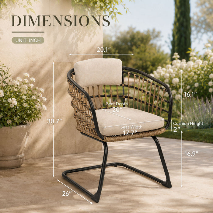 Patio Dining Chairs For Garden (Set of 2) - Beige