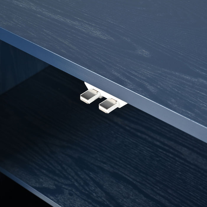 Elegant Sideboard With Sophisticated Wavy Pattern Doors And Arched Groove Design, Adjustable 4 Door Layout