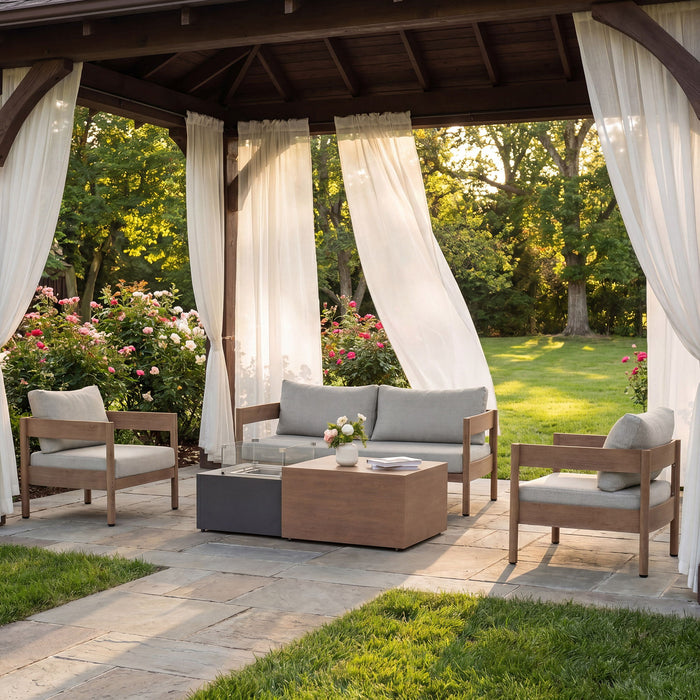 Outdoor Sofa Set Of 3 With Weather Resistant Cushions (Coffee Table Not Included) - Oak