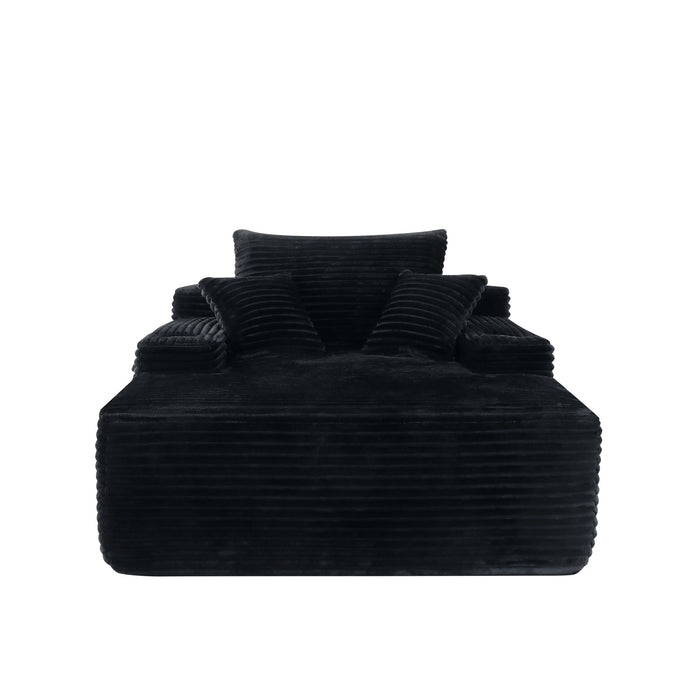 Convertible Chaise Lounge Chair With Wide Armrest & Throw Pillows - Black