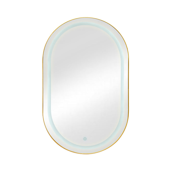 Oval Medicine Cabinet Mirror Bathroom Mirror With Storage Wall Mounted Medicine Mirror Cabinet With LED - Golden