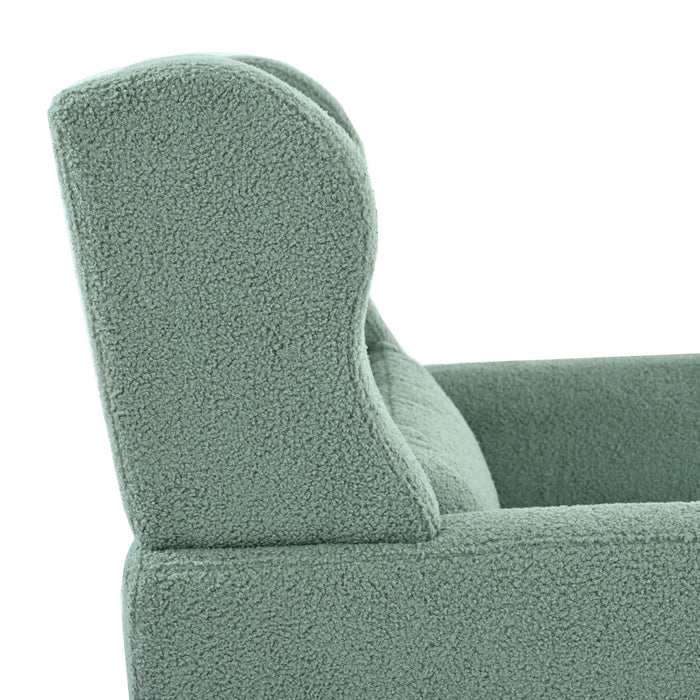 Modern Accent Chair, Teddy Fabric Living Room Chairs Comfy Reading Chair, Mid Century Accent Chair, Lounge Arm Chairs Armchair For Living Room Bedroom - Light Green