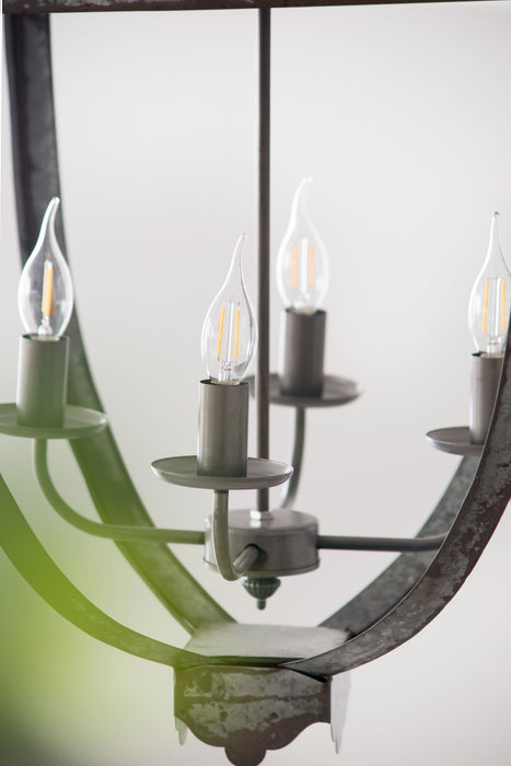 4 Light Metal Chandelier, Hanging Light Fixture With Adjustable Chain For Kitchen, Bulb Not Included - Gray